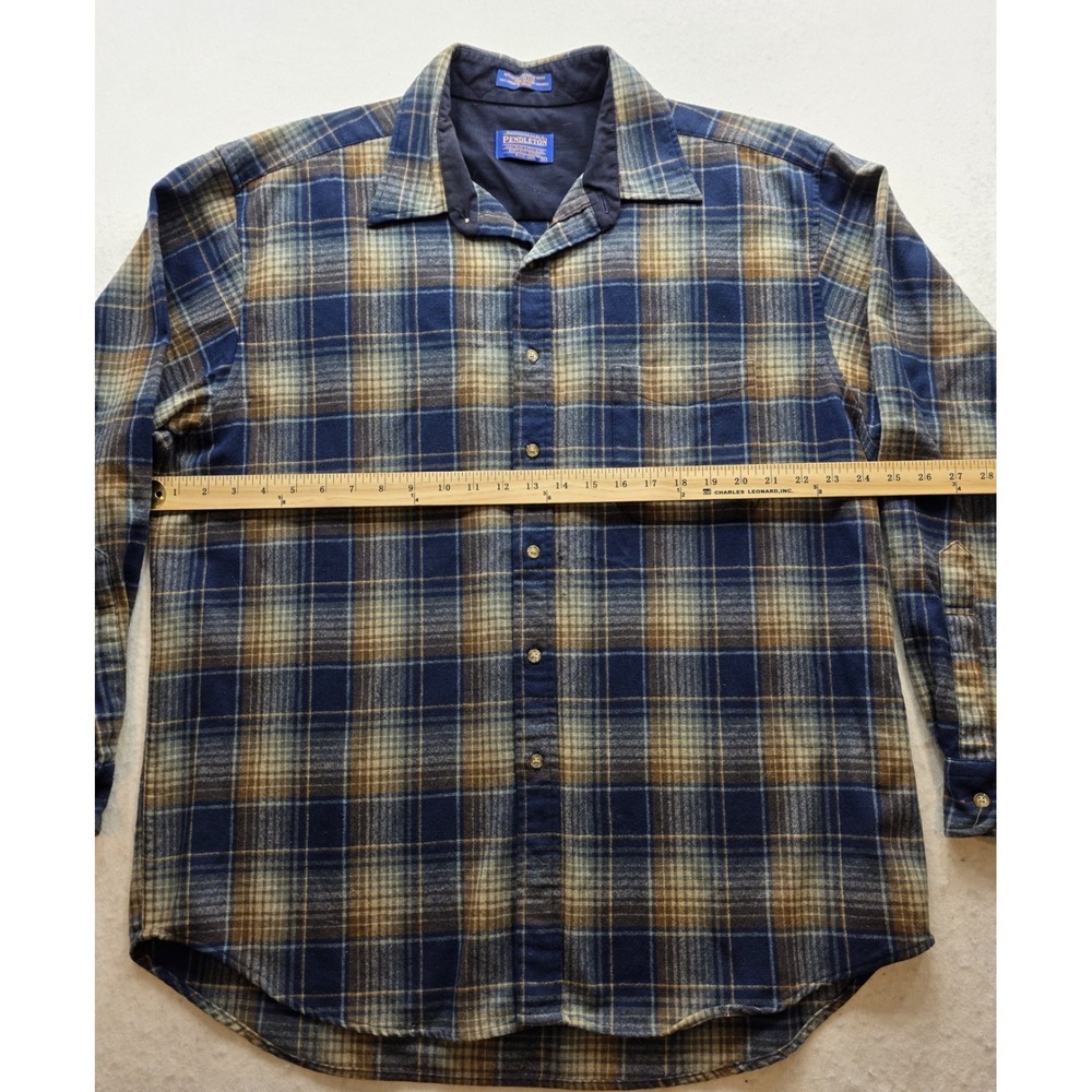 Pendleton‎ Blue & Brown Virgin Wool Plaid Button Up Flannel Shirt. Size XL - Picture 4 of 7